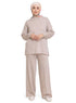 Beige Line Knit Suit - Khotwh